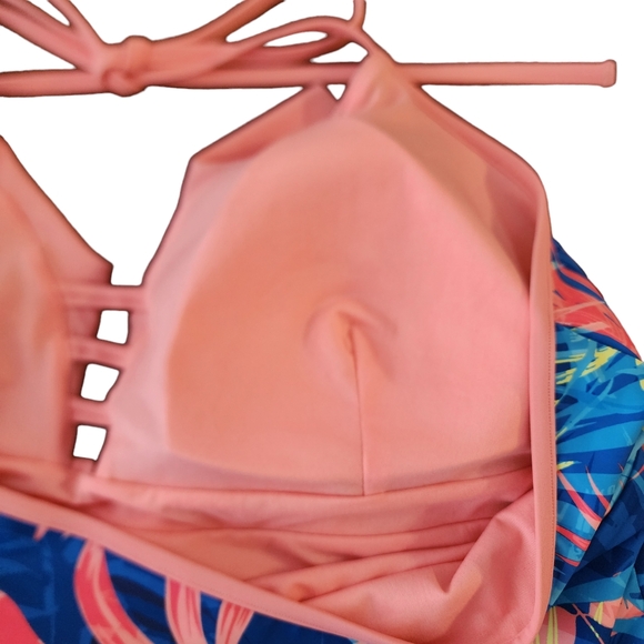 Peyton & Parker Swim Tankini Top Womens 3X Floral Tropical Halter Tie Neck Beach - Picture 4 of 9